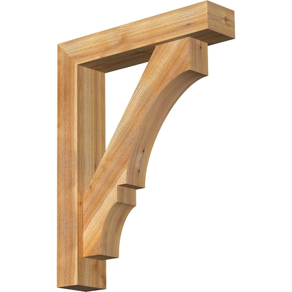 Ekena Millwork Balboa Block Rough Sawn Bracket w/ Offset Brace, Western Red Cedar, 6"W x 28"D x 36"H BKT0604X28X36BOA05RWR - main